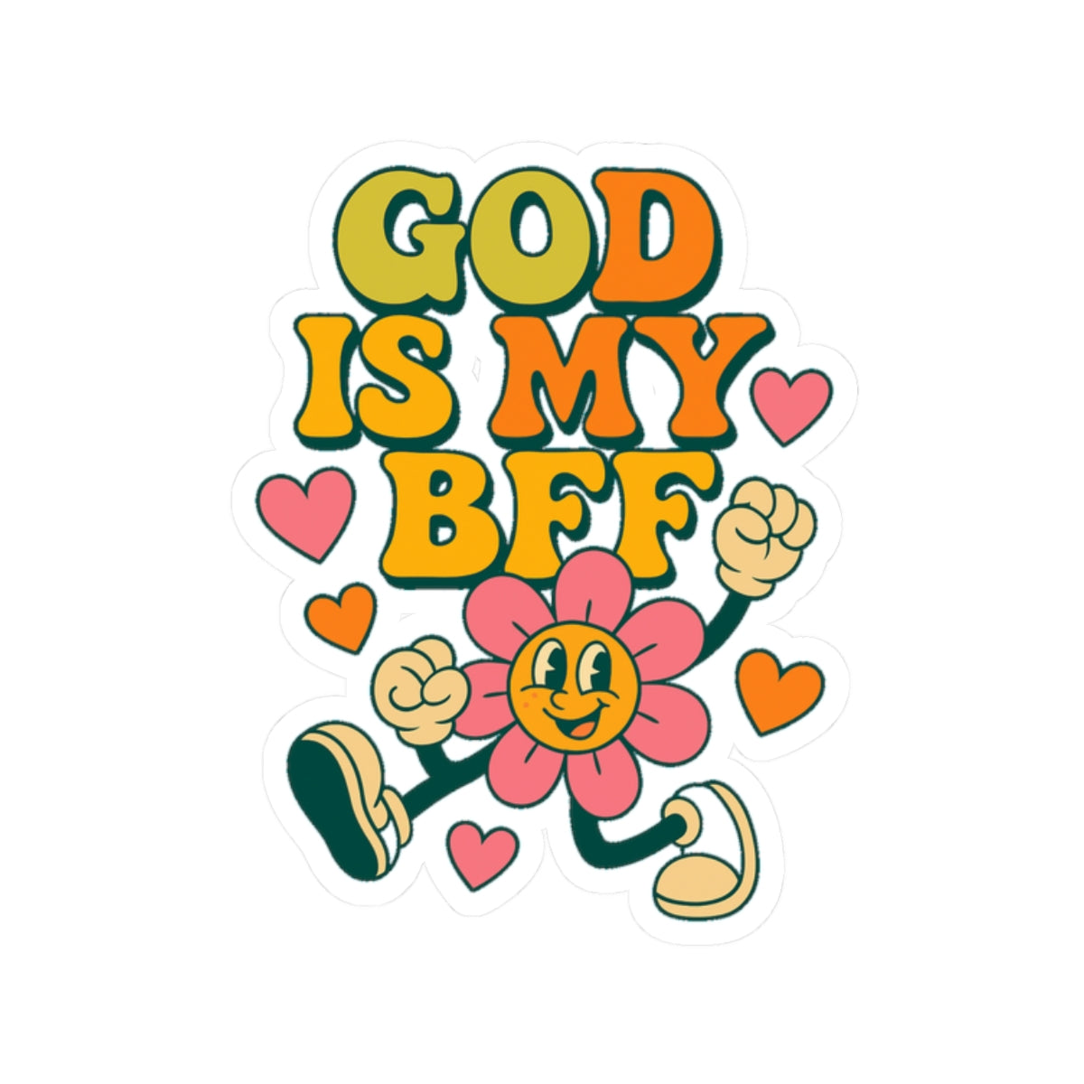 God Is My BFF Retro Floral Faith Sticker