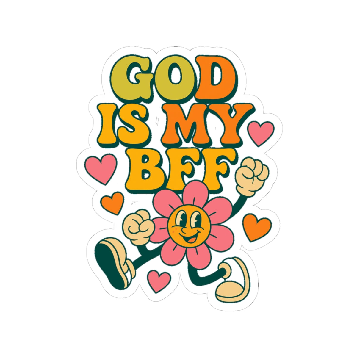 God Is My BFF Retro Floral Faith Sticker