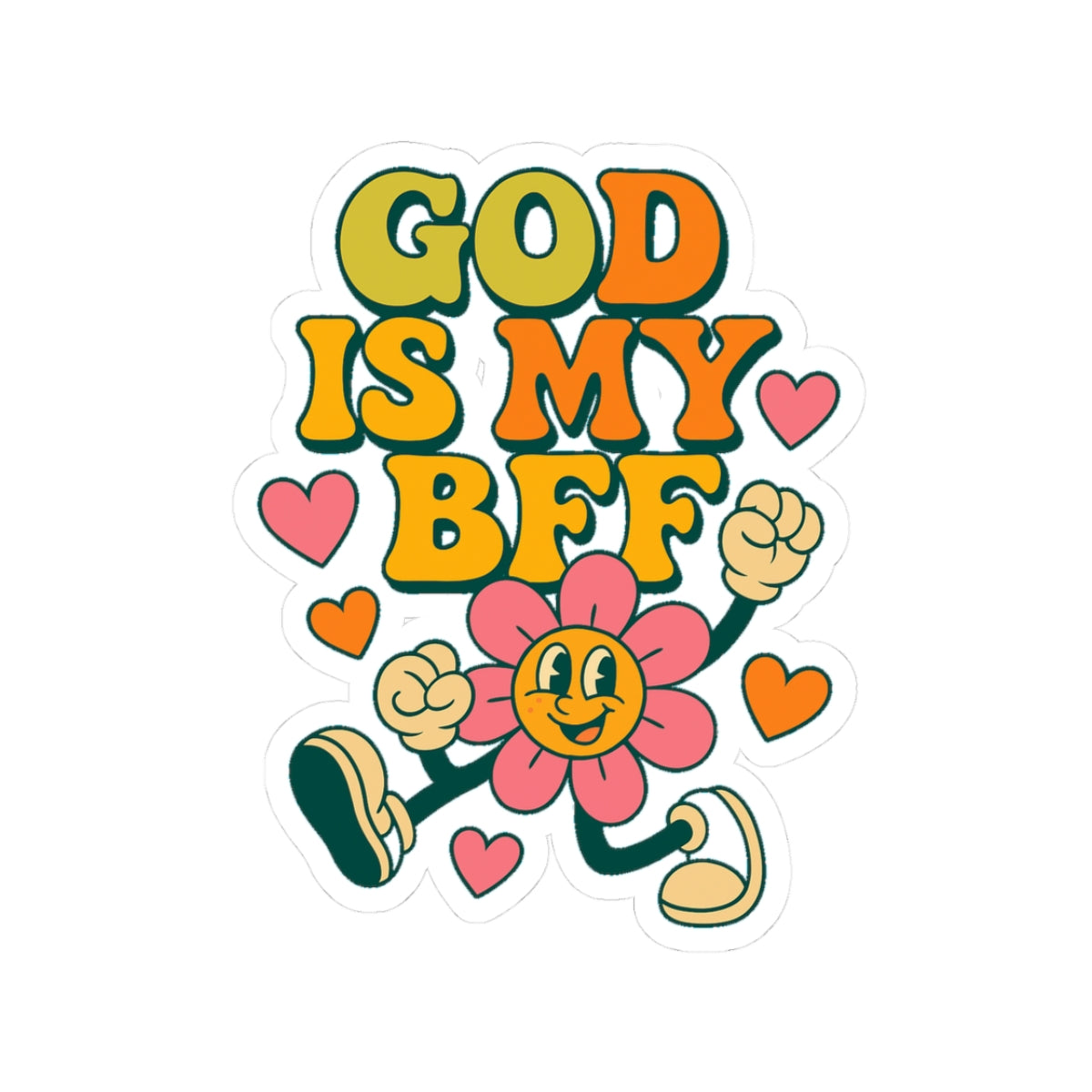 God Is My BFF Retro Floral Faith Sticker